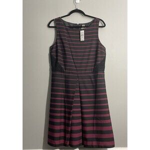LOFT Women’s Red Black Stripe Sleeveless Dress Size 10 NWT Nautical Preppy